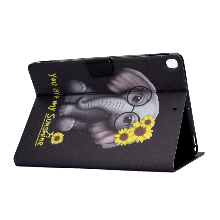 Electric Pressed TPU Colored Drawing Horizontal Flip Leather Case with Holder & Pen Slot For iPad 10.2 (2019) / (2020) & iPad Air (2019) (Flower Elephant)