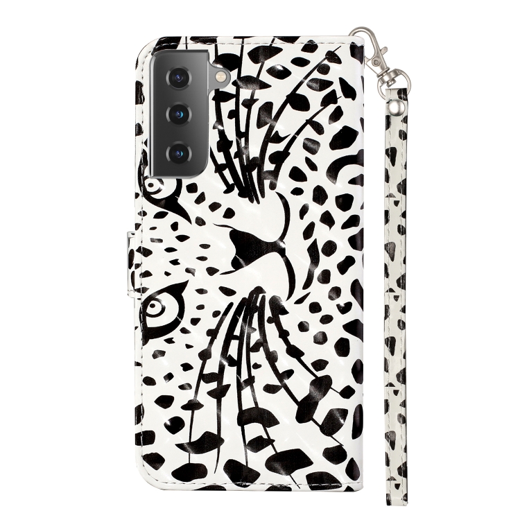 For Samsung Galaxy S21 5G 3D Pattern Horizontal Flip Leather Case with Holder & Card Slots & Wallet & Lanyard(Leopard Head)