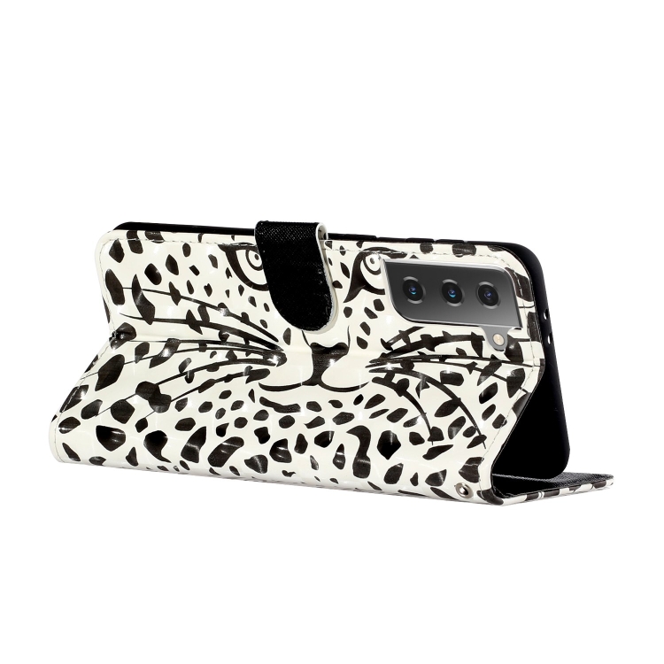 For Samsung Galaxy S21 5G 3D Pattern Horizontal Flip Leather Case with Holder & Card Slots & Wallet & Lanyard(Leopard Head)