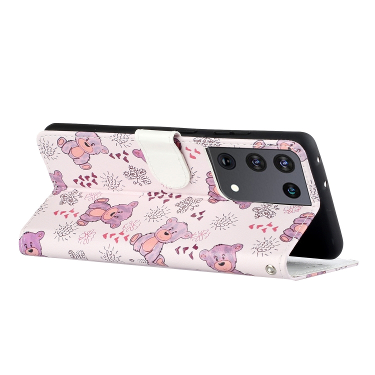 For Samsung Galaxy S21 Ultra 5G Oil Embossed Coloured Drawing Pattern Horizontal Flip PU Leather Case with Holder & Card Slots & Wallet & Lanyard(Little Bear) For Samsung Galaxy S21 Ultra 5G Oil Embossed Coloured Drawing Pattern Horizontal Flip PU Leather Case with Holder & Card Slots & Wallet & Lanyard(Little Bear)