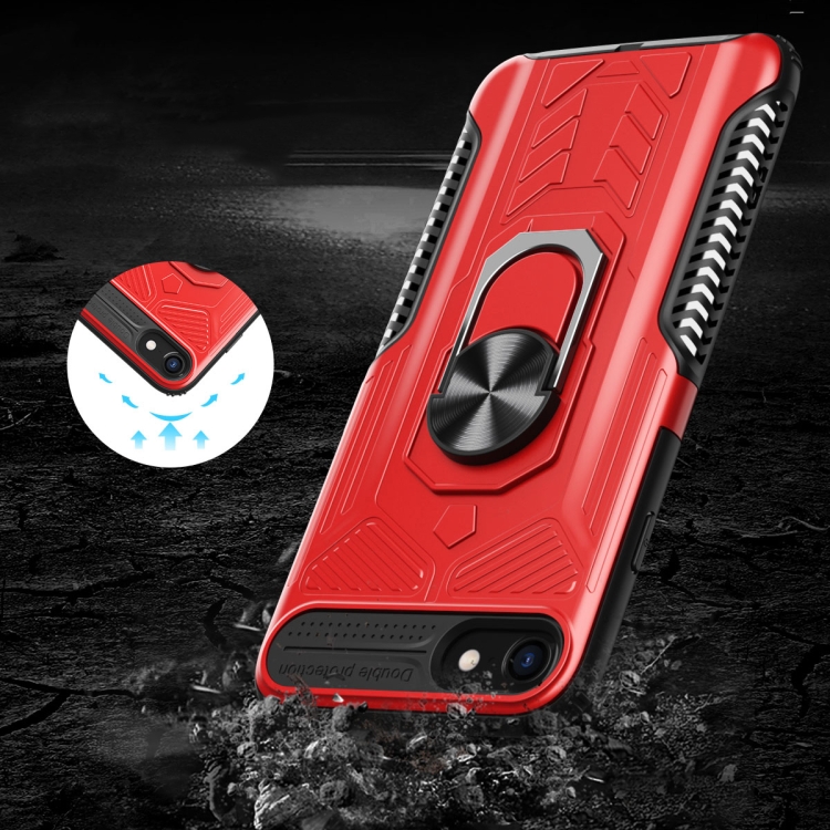For iPhone SE 2022 / SE 2020 / 8 / 7 Shield Armor PC+TPU Protective Case with 360 Degree Rotation Ring Holder(Red) For iPhone SE 2022 / SE 2020 / 8 / 7 Shield Armor PC+TPU Protective Case with 360 Degree Rotation Ring Holder(Red)