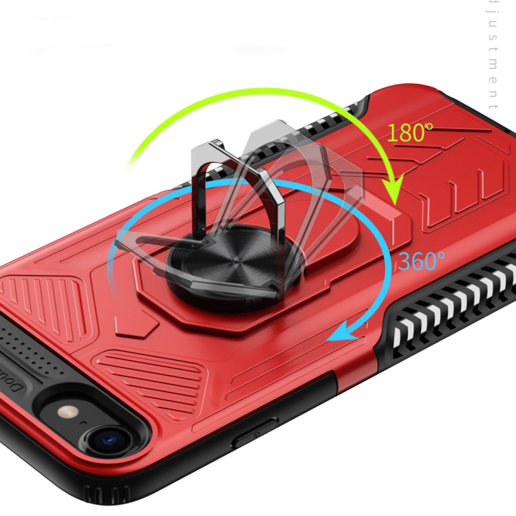 For iPhone SE 2022 / SE 2020 / 8 / 7 Shield Armor PC+TPU Protective Case with 360 Degree Rotation Ring Holder(Red) For iPhone SE 2022 / SE 2020 / 8 / 7 Shield Armor PC+TPU Protective Case with 360 Degree Rotation Ring Holder(Red)