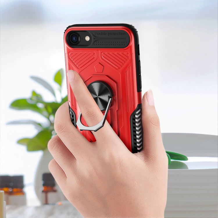For iPhone SE 2022 / SE 2020 / 8 / 7 Shield Armor PC+TPU Protective Case with 360 Degree Rotation Ring Holder(Red) For iPhone SE 2022 / SE 2020 / 8 / 7 Shield Armor PC+TPU Protective Case with 360 Degree Rotation Ring Holder(Red)