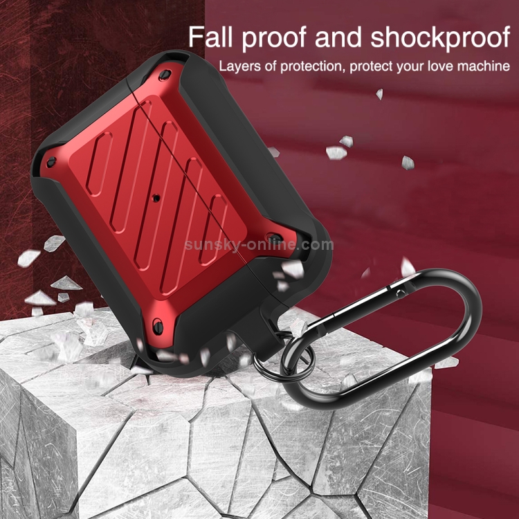 Wireless Earphones Shockproof Bumblebee Twill Silicone Protective Case For AirPods Pro(Black Red)