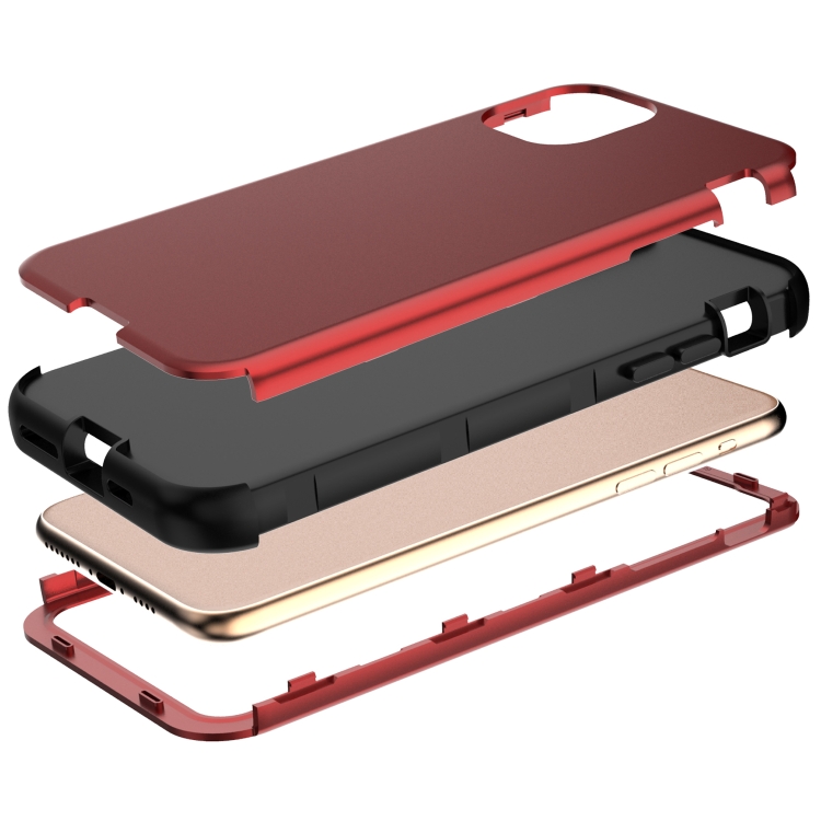 For iPhone 11 Pro 3 in 1 Leather Oil TPU + PC Shockproof Case(Red)