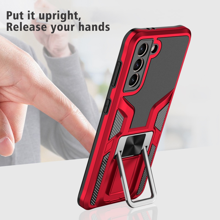 For Samsung Galaxy S21 5G Armor 2 in 1 PC + TPU Magnetic Shockproof Case with Foldable Holder(Red) For Samsung Galaxy S21 5G Armor 2 in 1 PC + TPU Magnetic Shockproof Case with Foldable Holder(Red)