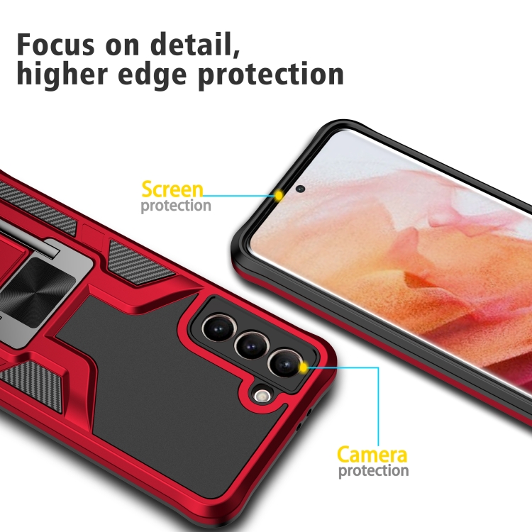 For Samsung Galaxy S21 5G Armor 2 in 1 PC + TPU Magnetic Shockproof Case with Foldable Holder(Red) For Samsung Galaxy S21 5G Armor 2 in 1 PC + TPU Magnetic Shockproof Case with Foldable Holder(Red)