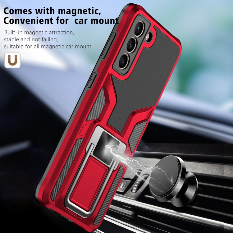 For Samsung Galaxy S21 5G Armor 2 in 1 PC + TPU Magnetic Shockproof Case with Foldable Holder(Red) For Samsung Galaxy S21 5G Armor 2 in 1 PC + TPU Magnetic Shockproof Case with Foldable Holder(Red)