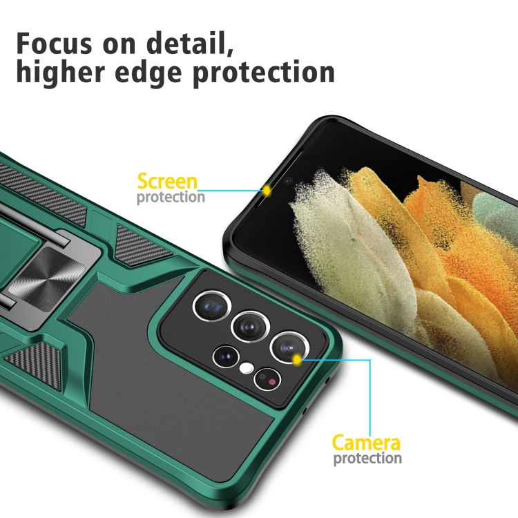 For Samsung Galaxy S21 Ultra 5G Armor 2 in 1 PC + TPU Magnetic Shockproof Case with Foldable Holder(Green) For Samsung Galaxy S21 Ultra 5G Armor 2 in 1 PC + TPU Magnetic Shockproof Case with Foldable Holder(Green)