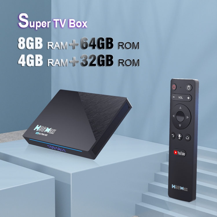 H96 MAX 8K Smart TV Box Android 11.0 Reproductor de medios con control  remoto, Cuadro RK3566, RAM: 8GB, ROM: 64GB, FRECUENCIA DUAL 2.4GHz WIFI /  5G, Tipo de enchufe: UK PLUG