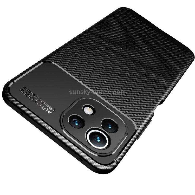 Compre Textura de Fibra de Carbono a Prueba de Choque Case de Teléfono TPU  Ultra Slim Para Xiaomi Mi 11 Lite 4G / 5G / 11 Lite 5g ne - Negro en China