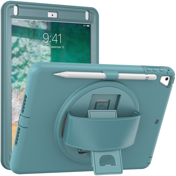 360 Degree Rotation PC+TPU Protective Cover with Holder & Hand Strap & Pen Slot For Apple iPad 9.7 (2018) & (2017) / Pro 9.7 / Air 2 / Air (Emerald Blue) 360 Degree Rotation PC+TPU Protective Cover with Holder & Hand Strap & Pen Slot For Apple iPad 9.7 (2018) & (2017) / Pro 9.7 / Air 2 / Air (Emerald Blue)