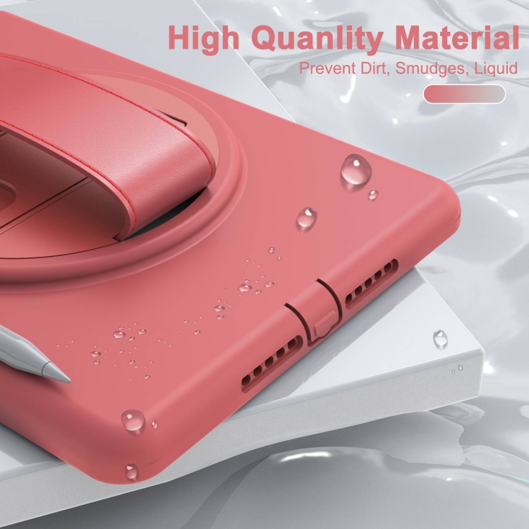 360 Degree Rotation PC+TPU Protective Cover with Holder & Hand Strap & Pen Slot For Apple iPad Air 2(Coral Orange)