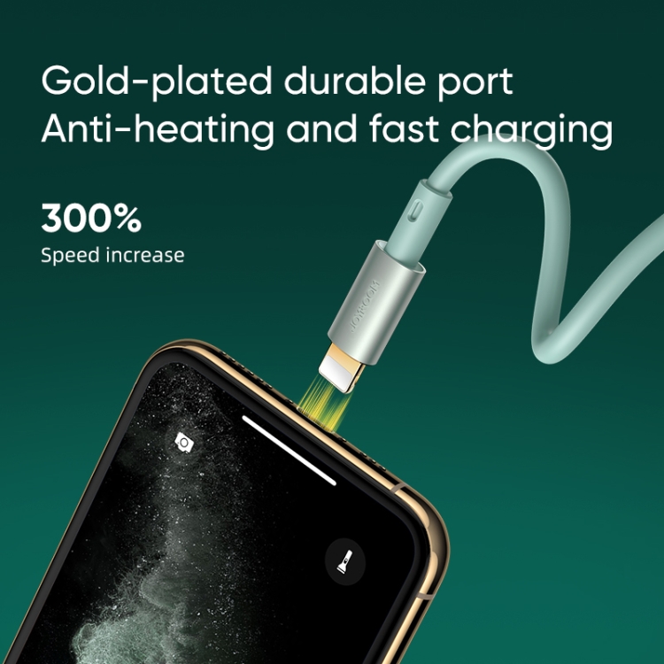 JOYROOM S-1230N5 3A USB to 8 Pin Liquid Silicone Charging Data Cable(Green) JOYROOM S-1230N5 3A USB to 8 Pin Liquid Silicone Charging Data Cable(Green)