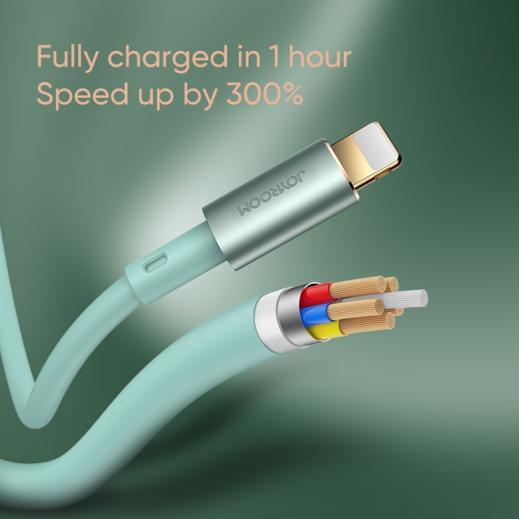 JOYROOM S-1230N5 3A USB to 8 Pin Liquid Silicone Charging Data Cable(Green) JOYROOM S-1230N5 3A USB to 8 Pin Liquid Silicone Charging Data Cable(Green)