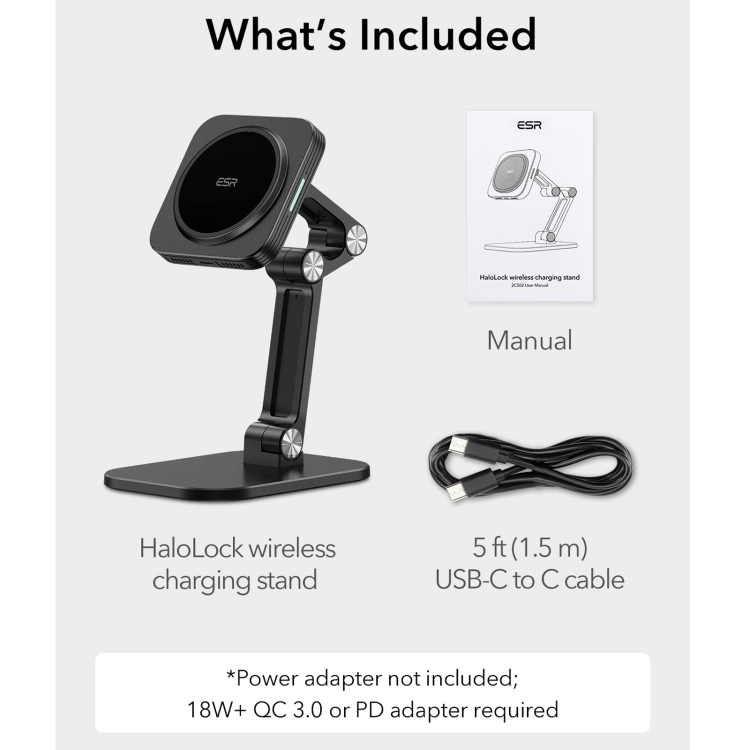 ESR 2C502B HaloLock Adjustable Magnetic Wireless Charger Table Stand Holder for iPhone 12 Series(Black) ESR 2C502B HaloLock Adjustable Magnetic Wireless Charger Table Stand Holder for iPhone 12 Series(Black)