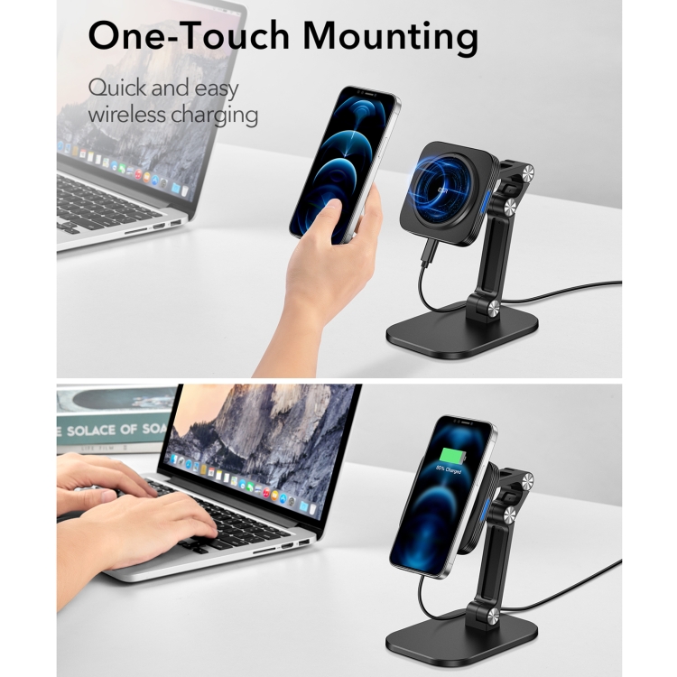 ESR 2C502B HaloLock Adjustable Magnetic Wireless Charger Table Stand Holder for iPhone 12 Series(Black) ESR 2C502B HaloLock Adjustable Magnetic Wireless Charger Table Stand Holder for iPhone 12 Series(Black)