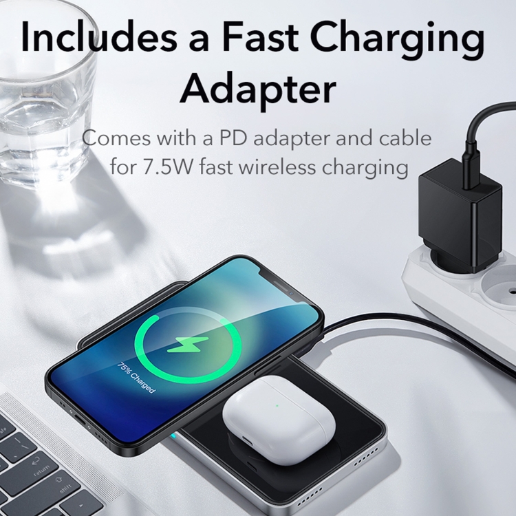 ESR EFC004O HaloLock 2 In 1 Magnetic Dual Core Charging Pad for iPhone 12 Series & AirPods, EU Plug(Black) ESR EFC004O HaloLock 2 In 1 Magnetic Dual Core Charging Pad for iPhone 12 Series & AirPods, EU Plug(Black)