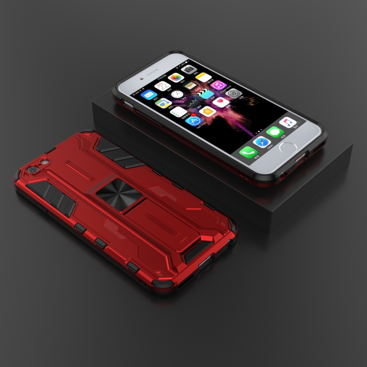 For iPhone SE 2022 / SE 2020 / 8 / 7 Supersonic PC + TPU Shock-proof Protective Case with Holder(Red) For iPhone SE 2022 / SE 2020 / 8 / 7 Supersonic PC + TPU Shock-proof Protective Case with Holder(Red)