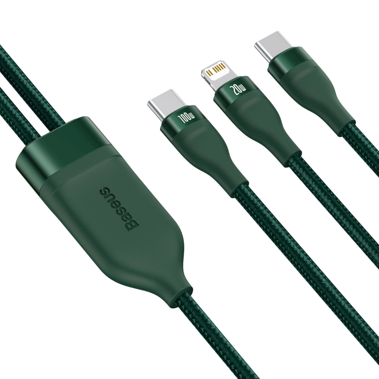 Baseus CA1T2-F06 Flash Series 100W 2 in 1 USB-C / Type-C to USB-C / Type-C + 8 Pin Ports Fast Charging Data Cable, Cable Length: 1.2m(Dark Green) Baseus CA1T2-F06 Flash Series 100W 2 in 1 USB-C / Type-C to USB-C / Type-C + 8 Pin Ports Fast Charging Data Cable, Cable Length: 1.2m(Dark Green)