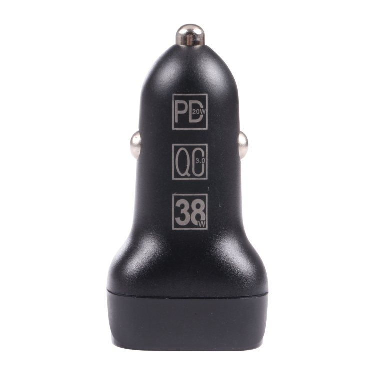QC USB + USB-C / Type-C Dual Ports Fast Charging Car Charger with Luminous Aperture(Black) QC USB + USB-C / Type-C Dual Ports Fast Charging Car Charger with Luminous Aperture(Black)
