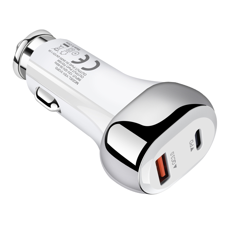 YSY-312PD QC3.0 USB + PD 18W USB-C / Type-C Dual Ports Fast Charging Car Charger(White) YSY-312PD QC3.0 USB + PD 18W USB-C / Type-C Dual Ports Fast Charging Car Charger(White)
