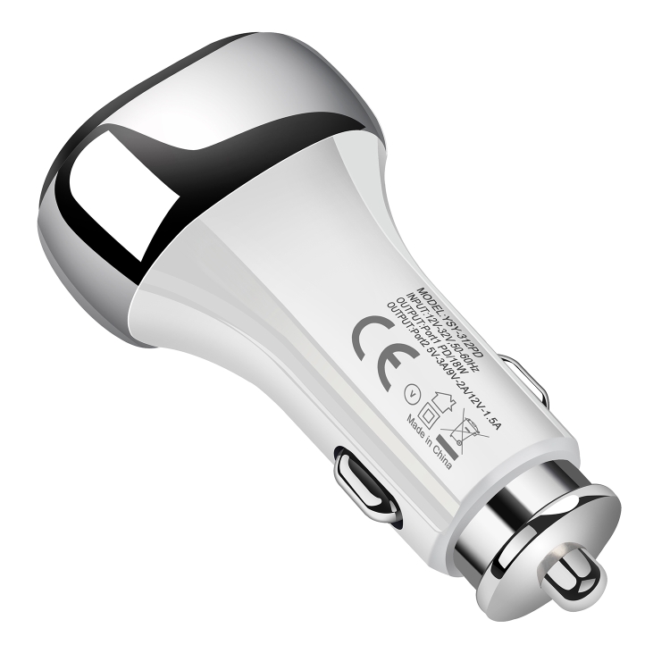 YSY-312PD QC3.0 USB + PD 18W USB-C / Type-C Dual Ports Fast Charging Car Charger(White) YSY-312PD QC3.0 USB + PD 18W USB-C / Type-C Dual Ports Fast Charging Car Charger(White)