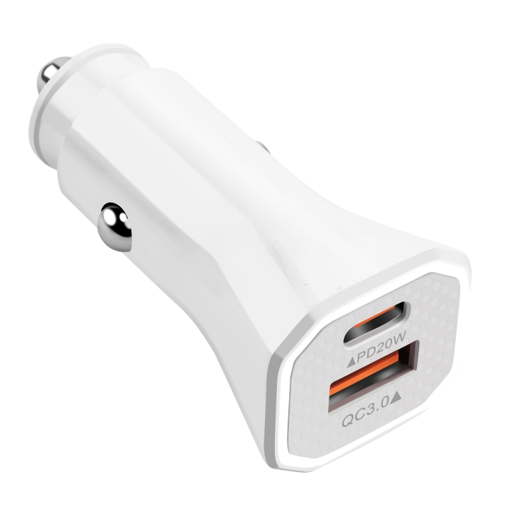 YSY-316PD20W QC3.0 USB + PD 20W USB-C / Type-C Polygon Dual Ports Fast Charging Car Charger(White) YSY-316PD20W QC3.0 USB + PD 20W USB-C / Type-C Polygon Dual Ports Fast Charging Car Charger(White)
