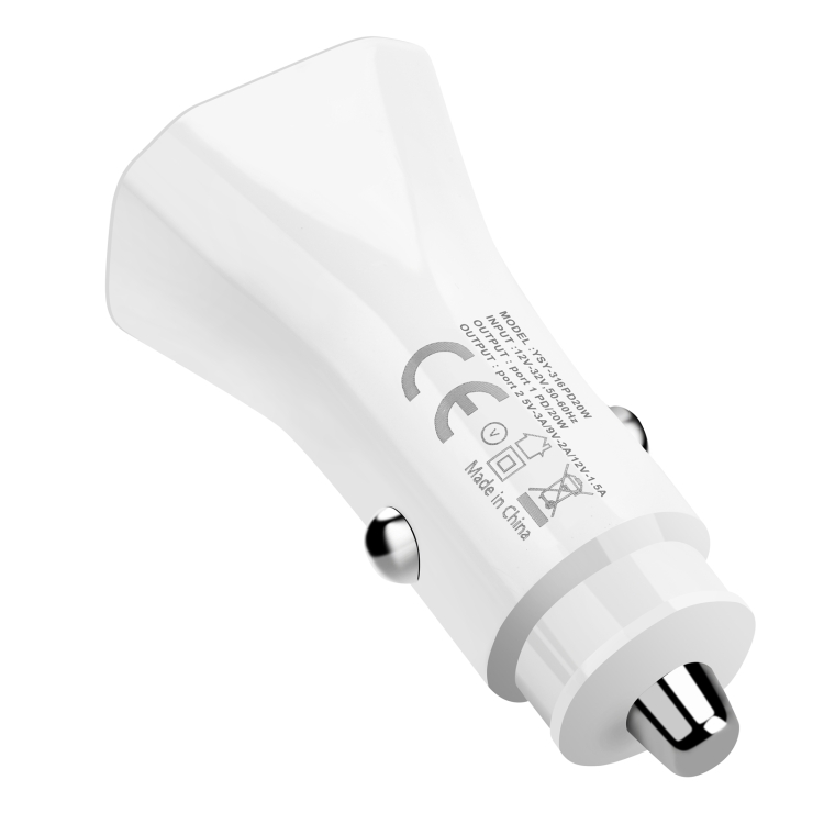 YSY-316PD20W QC3.0 USB + PD 20W USB-C / Type-C Polygon Dual Ports Fast Charging Car Charger(White) YSY-316PD20W QC3.0 USB + PD 20W USB-C / Type-C Polygon Dual Ports Fast Charging Car Charger(White)
