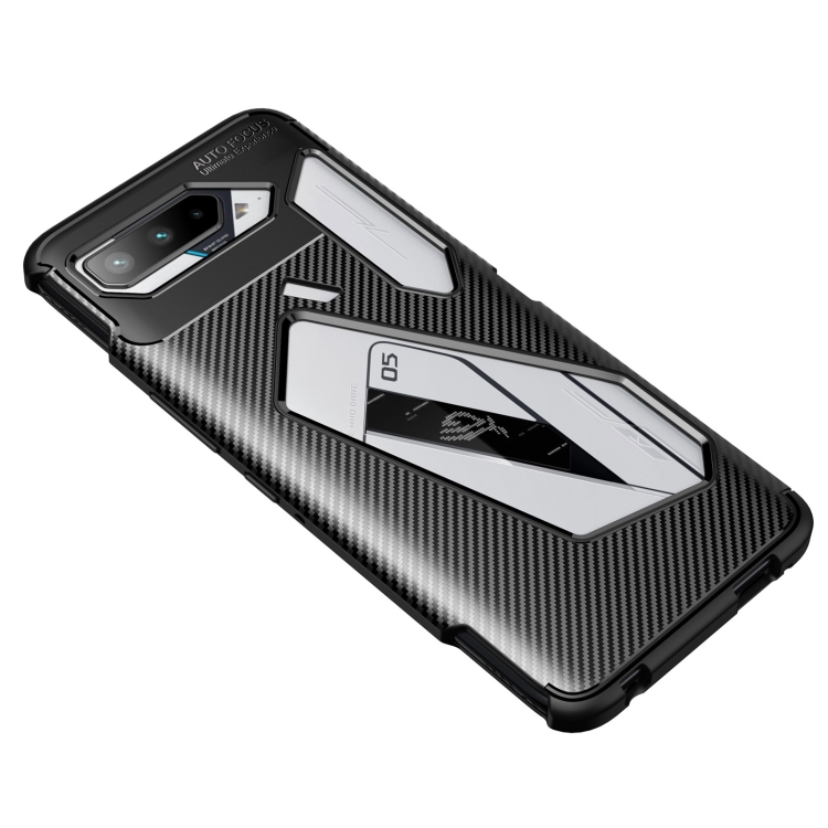 For Asus ROG Phone 5 Carbon Fiber Texture Shockproof TPU Case(Black) - 1