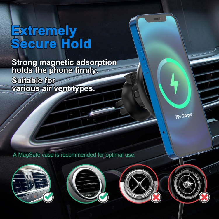 Mriowiz M-2002W 15W 360-degree Rotating MagSafe Magnetic Car Wireless Charger for iPhone 12 Series, with USB + USB-C / Type-C Data Cable, Cable Length: 1m Mriowiz M-2002W 15W 360-degree Rotating MagSafe Magnetic Car Wireless Charger for iPhone 12 Series, with USB + USB-C / Type-C Data Cable, Cable Length: 1m