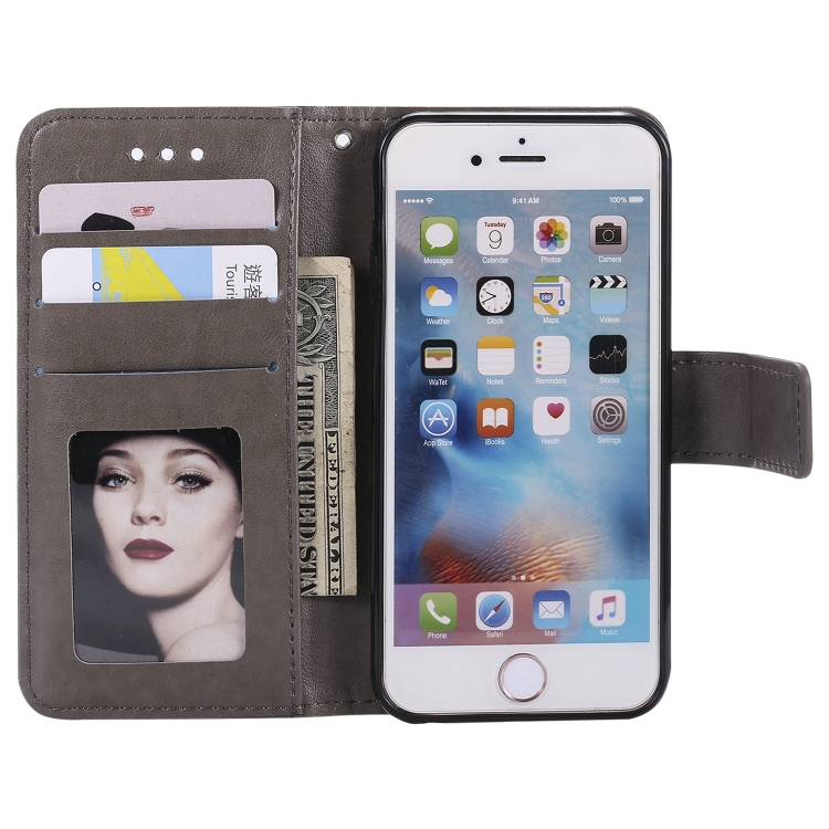 Totem Flower Embossed Horizontal Flip TPU + PU Leather Case with Holder & Card Slots & Wallet For iPhone 6(Grey) Totem Flower Embossed Horizontal Flip TPU + PU Leather Case with Holder & Card Slots & Wallet For iPhone 6(Grey)