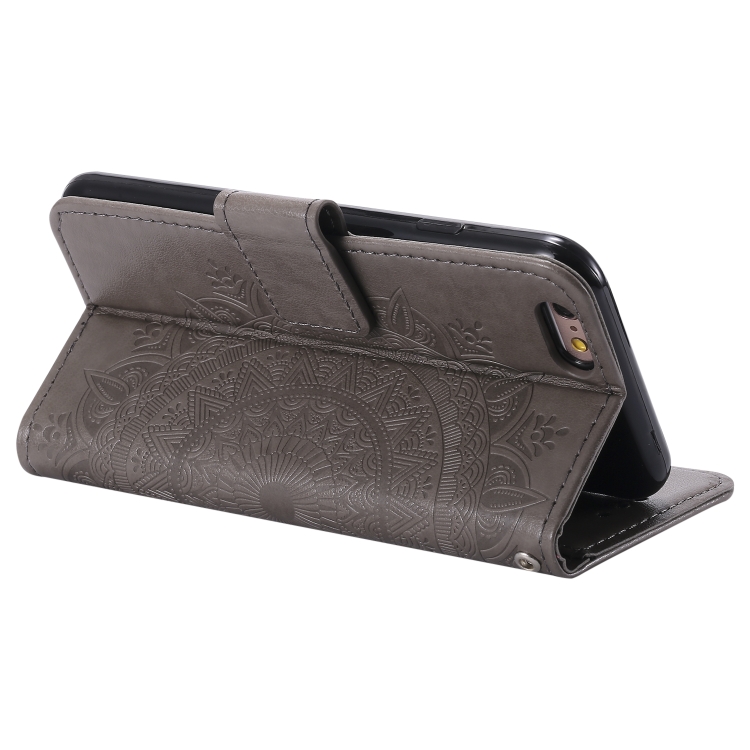 Totem Flower Embossed Horizontal Flip TPU + PU Leather Case with Holder & Card Slots & Wallet For iPhone 6(Grey) Totem Flower Embossed Horizontal Flip TPU + PU Leather Case with Holder & Card Slots & Wallet For iPhone 6(Grey)