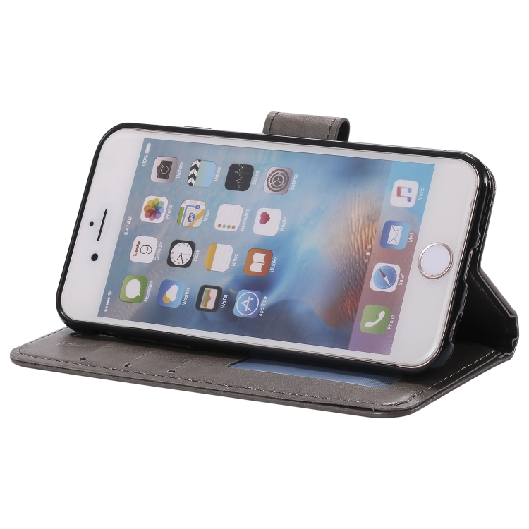 Totem Flower Embossed Horizontal Flip TPU + PU Leather Case with Holder & Card Slots & Wallet For iPhone 6(Grey) Totem Flower Embossed Horizontal Flip TPU + PU Leather Case with Holder & Card Slots & Wallet For iPhone 6(Grey)
