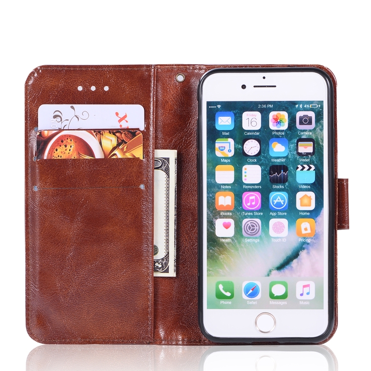 For iPhone 7 / 8 Retro Copper Buckle Crazy Horse Horizontal Flip PU Leather Case with Holder & Card Slots & Wallet & Lanyard(Brown) For iPhone 7 / 8 Retro Copper Buckle Crazy Horse Horizontal Flip PU Leather Case with Holder & Card Slots & Wallet & Lanyard(Brown)
