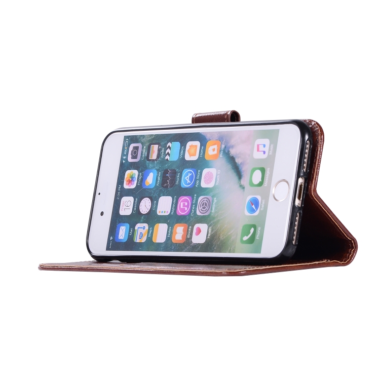 For iPhone 7 / 8 Retro Copper Buckle Crazy Horse Horizontal Flip PU Leather Case with Holder & Card Slots & Wallet & Lanyard(Brown) For iPhone 7 / 8 Retro Copper Buckle Crazy Horse Horizontal Flip PU Leather Case with Holder & Card Slots & Wallet & Lanyard(Brown)