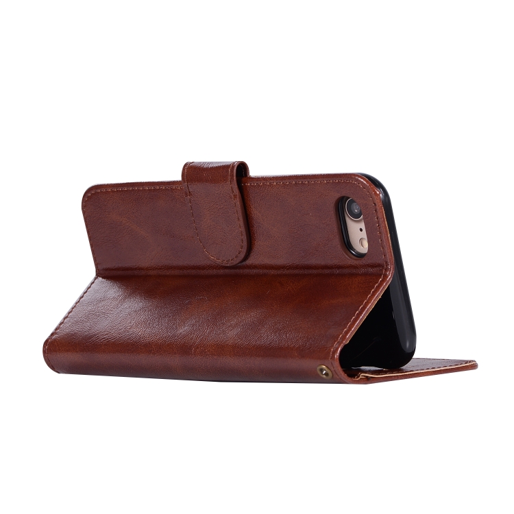 For iPhone 7 / 8 Retro Copper Buckle Crazy Horse Horizontal Flip PU Leather Case with Holder & Card Slots & Wallet & Lanyard(Brown) For iPhone 7 / 8 Retro Copper Buckle Crazy Horse Horizontal Flip PU Leather Case with Holder & Card Slots & Wallet & Lanyard(Brown)