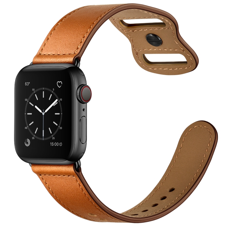 Double Hole Leather Watch Band For Apple Watch Series 45mm