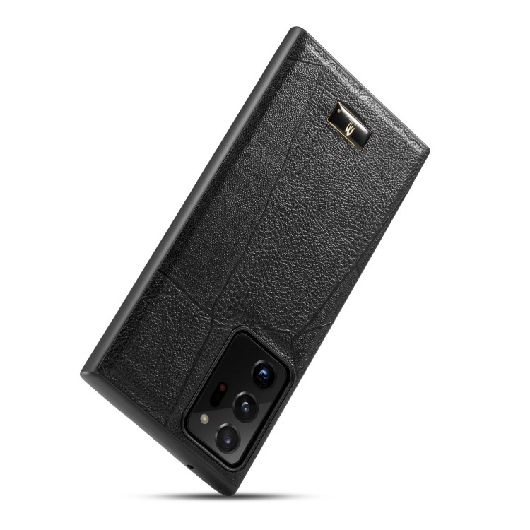 For Samsung Galaxy Note20 Fierre Shann Leather Texture Phone Back Cover Case(Ox Tendon Black) For Samsung Galaxy Note20 Fierre Shann Leather Texture Phone Back Cover Case(Ox Tendon Black)