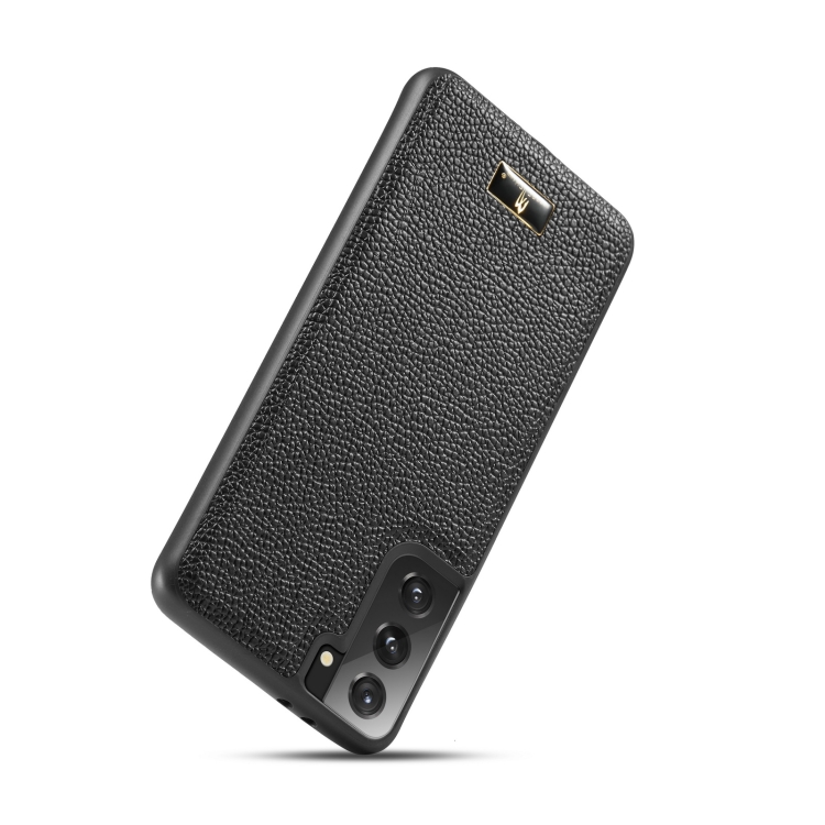 For Samsung Galaxy S21+ 5G Fierre Shann Leather Texture Phone Back Cover Case(Lychee Black) For Samsung Galaxy S21+ 5G Fierre Shann Leather Texture Phone Back Cover Case(Lychee Black)