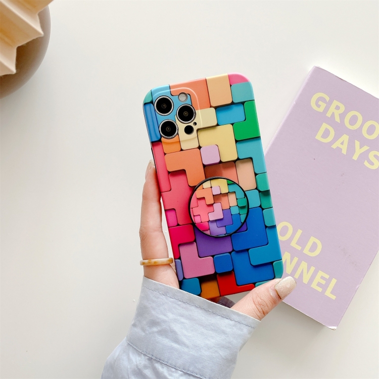 For iPhone 11 3D Cube IMD Shockproof Protective Case with Holder (Irregular) For iPhone 11 3D Cube IMD Shockproof Protective Case with Holder (Irregular)