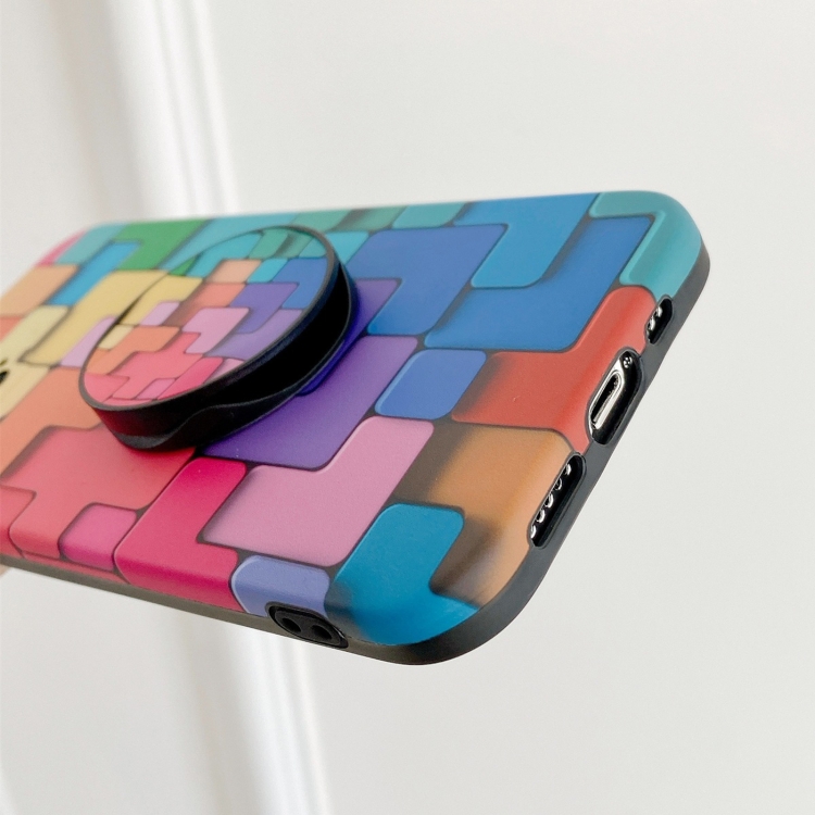 For iPhone 12 mini 3D Cube IMD Shockproof Protective Case with Holder (Irregular)