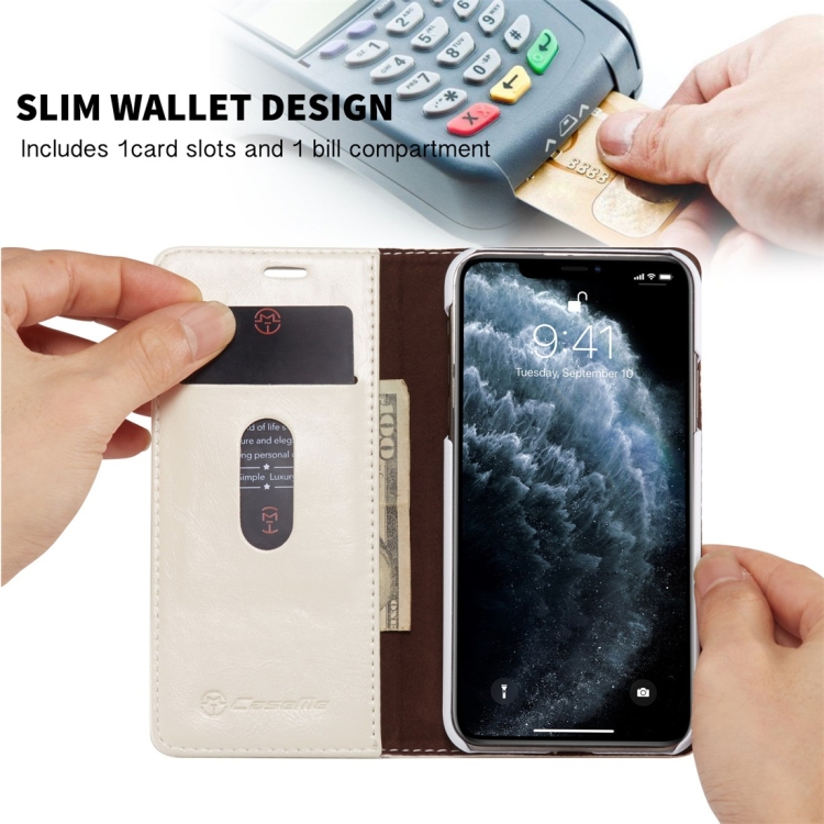 For iPhone 11 Pro Max CaseMe-003 PU + PC Business Style Crazy Horse Texture Horizontal Flip Leather Case with Holder & Card Slots & Wallet(White) For iPhone 11 Pro Max CaseMe-003 PU + PC Business Style Crazy Horse Texture Horizontal Flip Leather Case with Holder & Card Slots & Wallet(White)