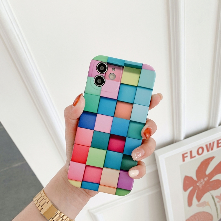 For iPhone 12 mini 3D Cube IMD Shockproof Protective Case (Square)