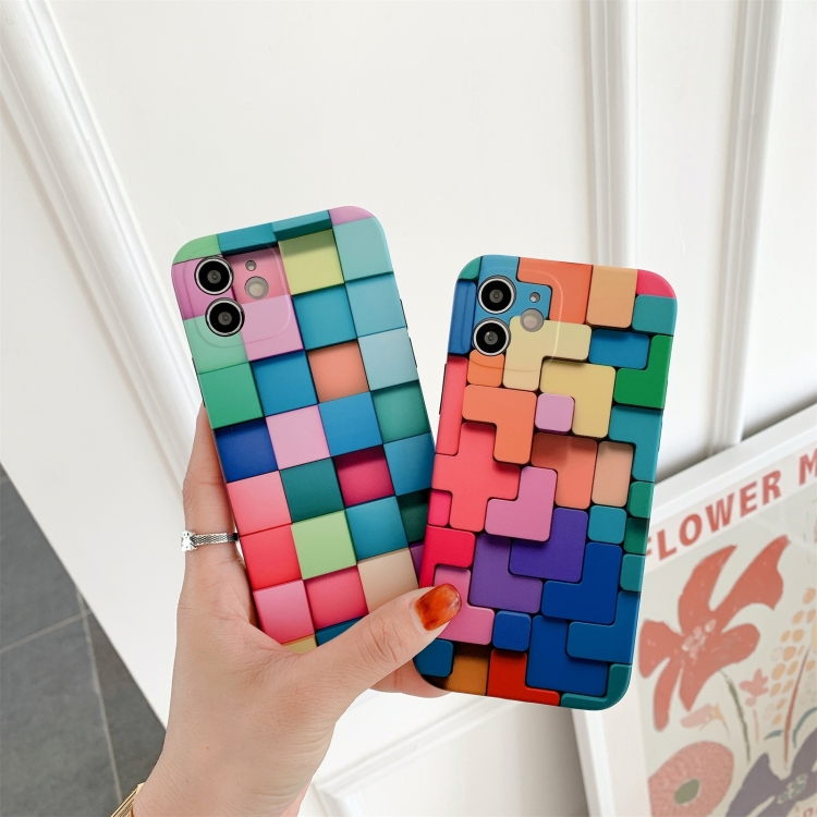 For iPhone 12 mini 3D Cube IMD Shockproof Protective Case (Square)