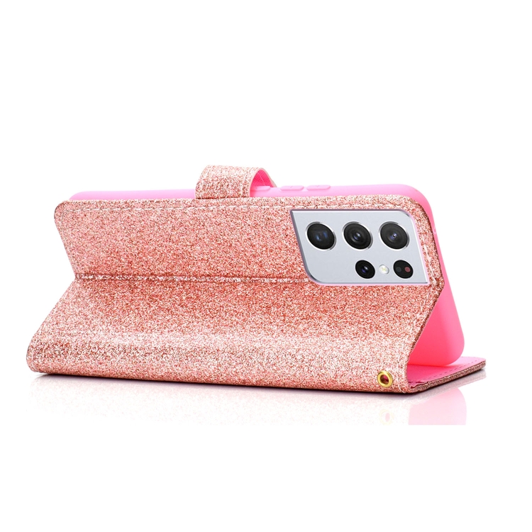 For Samsung Galaxy S21 Ultra 5G Glitter Powder Horizontal Flip Leather Case with Card Slots & Holder & Photo Frame & Wallet(Rose Gold) For Samsung Galaxy S21 Ultra 5G Glitter Powder Horizontal Flip Leather Case with Card Slots & Holder & Photo Frame & Wallet(Rose Gold)