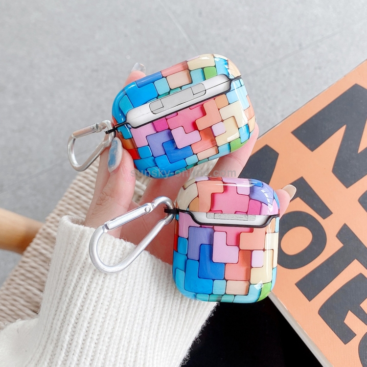 Three-dimensional Tetris Pattern IMD Wireless Earphone Protective Case For AirPods Pro