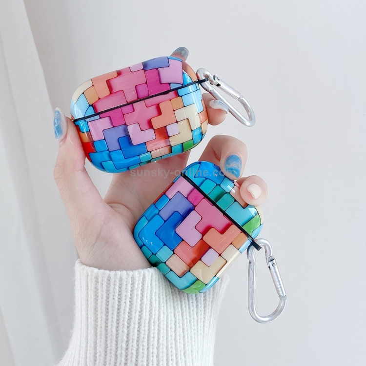 Three-dimensional Tetris Pattern IMD Wireless Earphone Protective Case For AirPods Pro