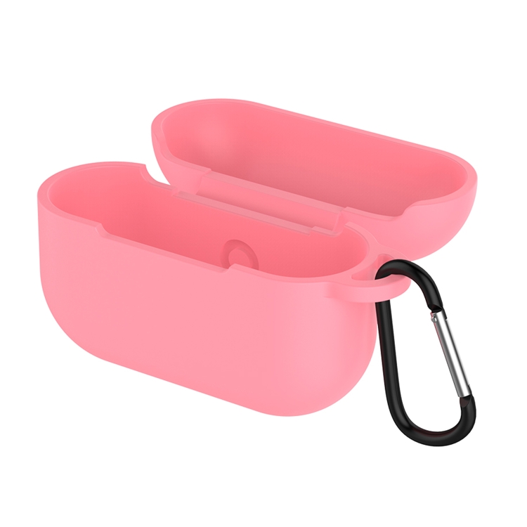 Solid Color Silicone Earphone Protective Case for AirPods Pro, with Hook(Pink)