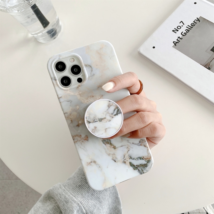 For iPhone 12 mini White Gilding Marble Double-sided Coated Protective Case with Foldable Holder For iPhone 12 mini White Gilding Marble Double-sided Coated Protective Case with Foldable Holder
